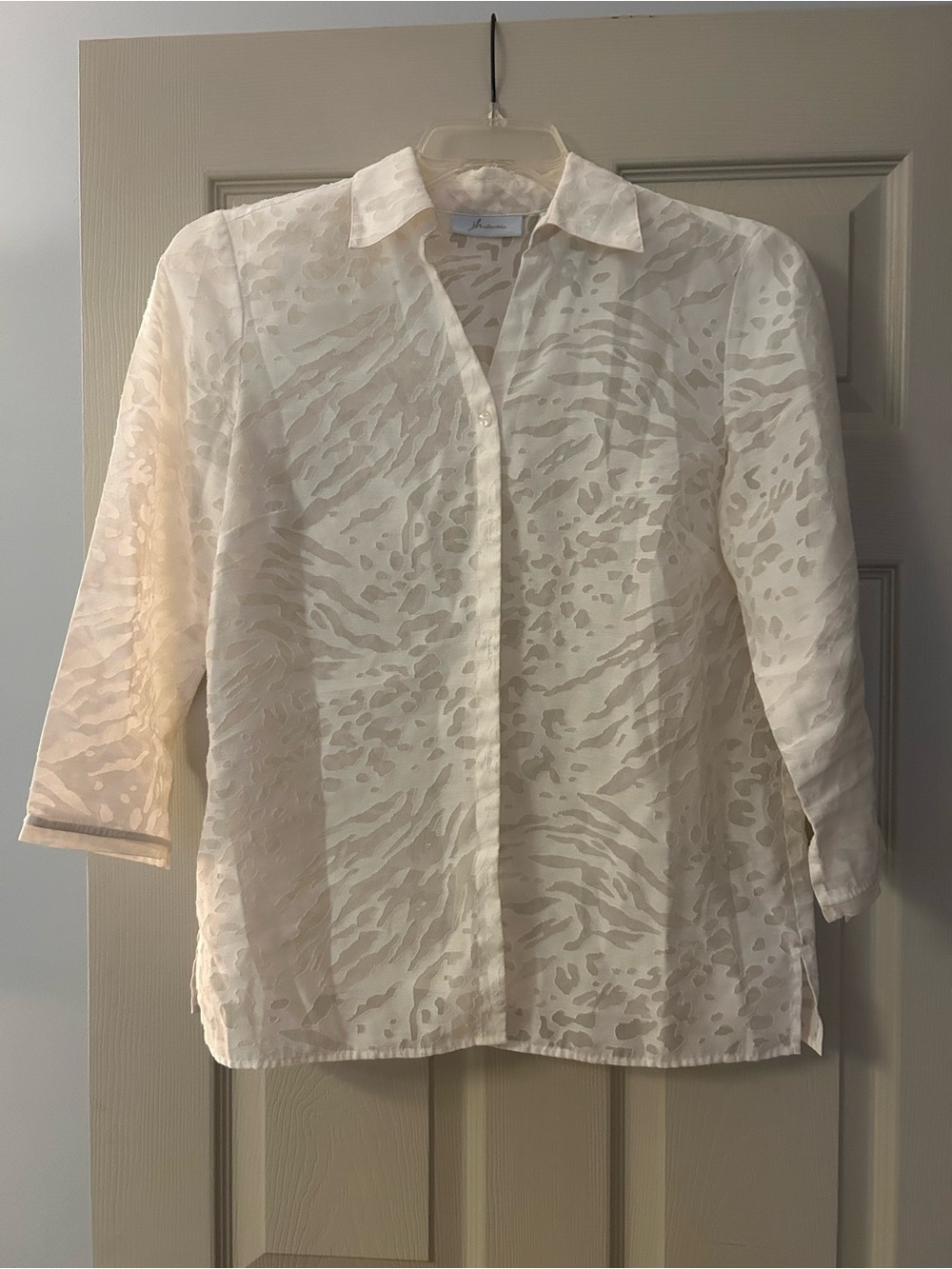 JH Collectibles Cream Sheer Animal Jacquard Blouse